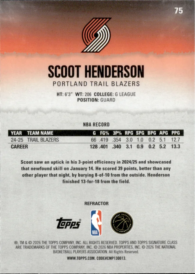 Scoot Henderson card back