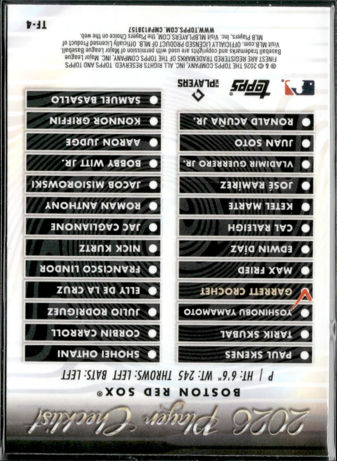 Garrett Crochet card back