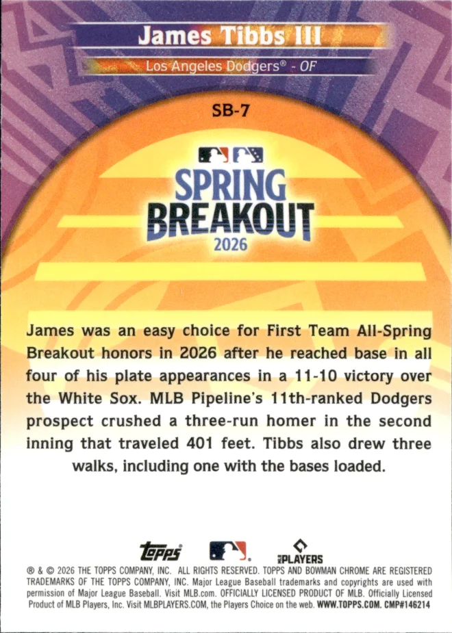 James Tibbs III card back