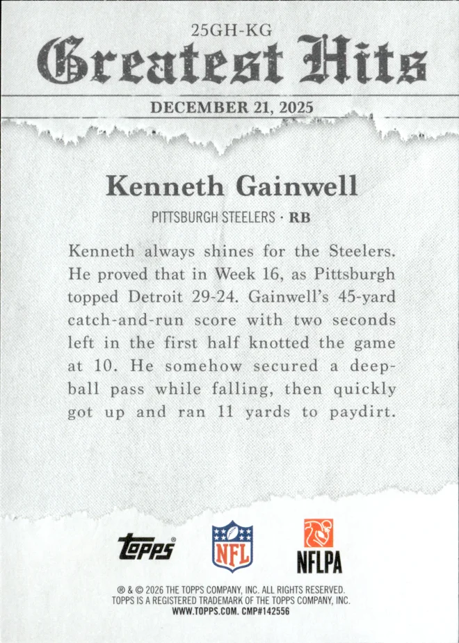 Kenneth Gainwell card back