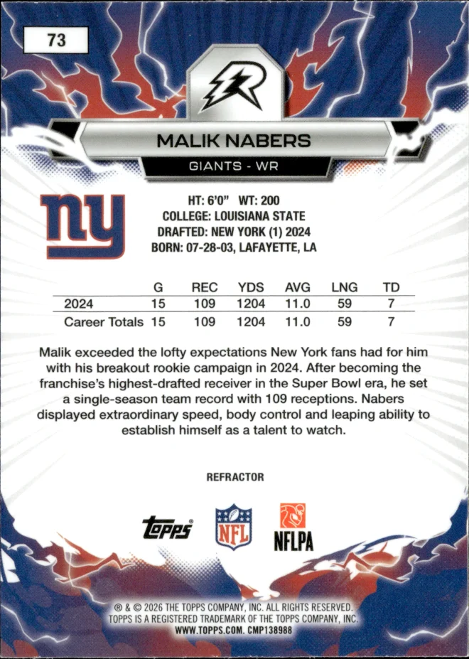 Malik Nabers card back
