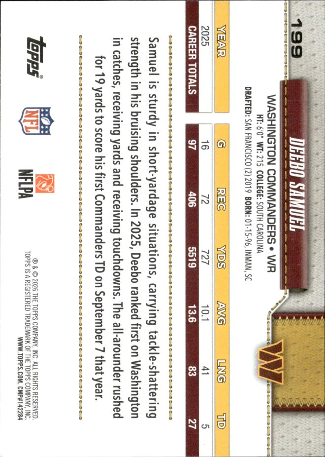 Deebo Samuel card back