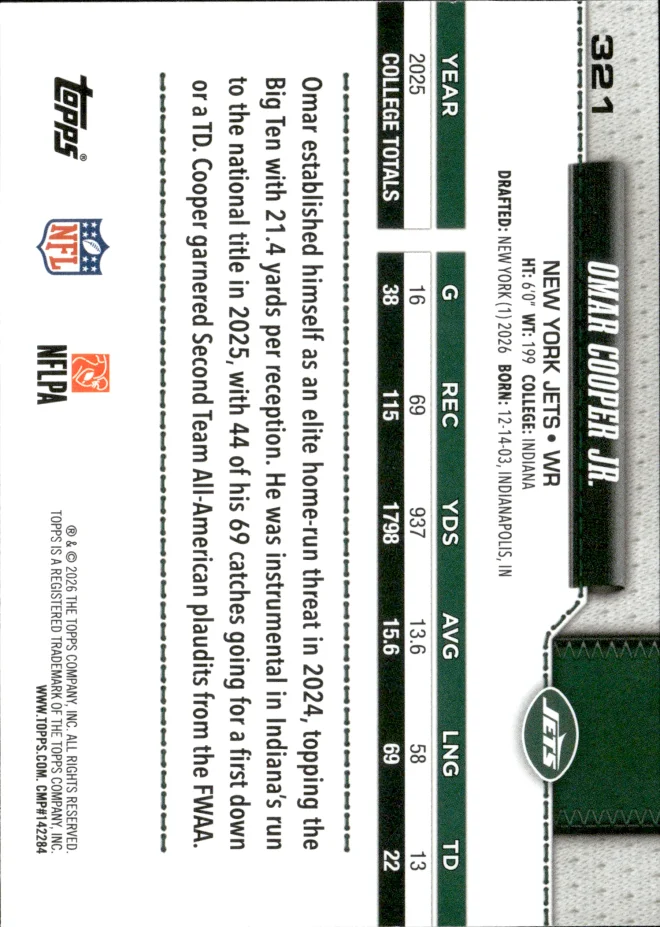 Omar Cooper Jr. card back