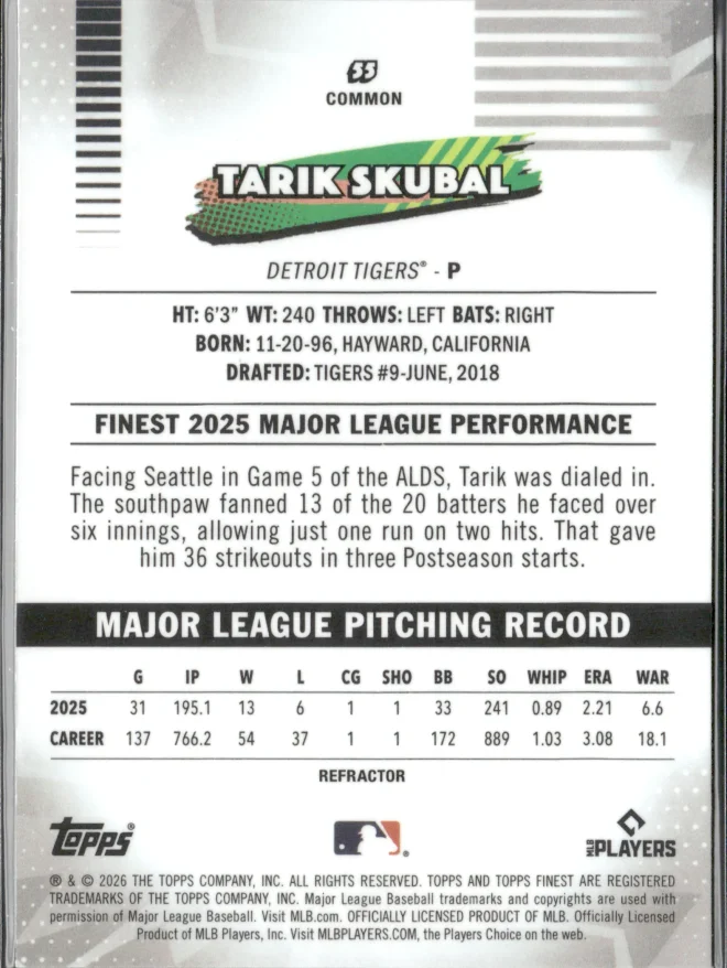 Tarik Skubal card back