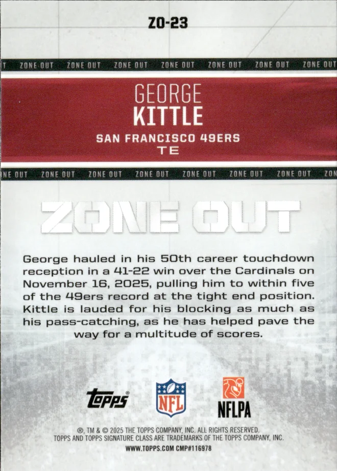 George Kittle card back