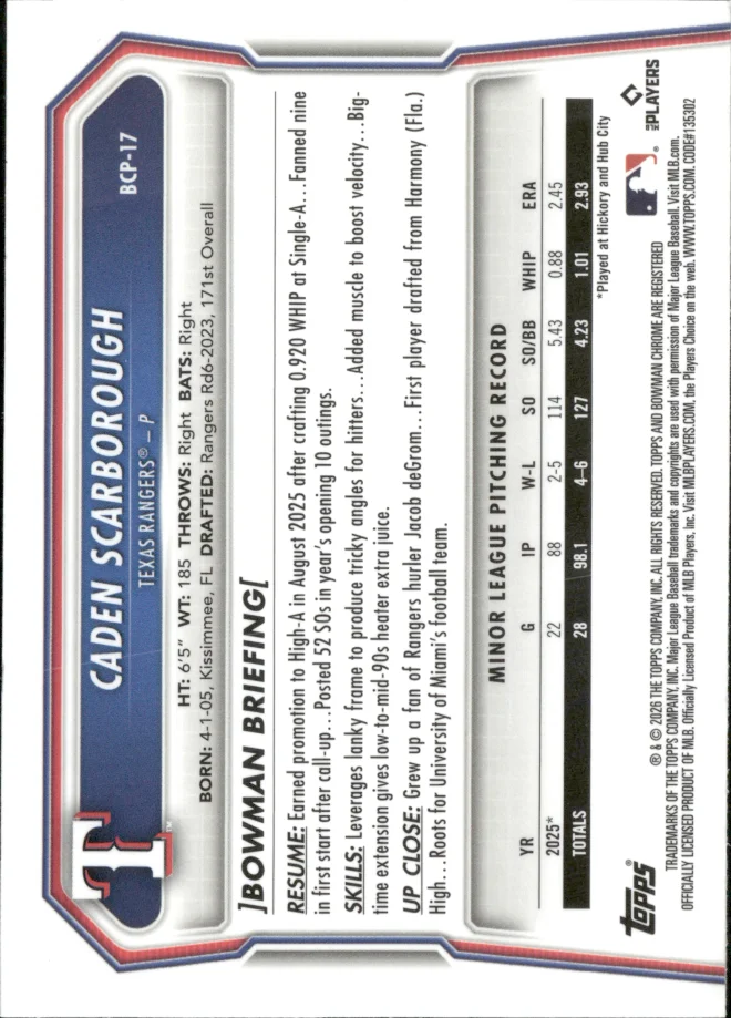 Caden Scarborough card back