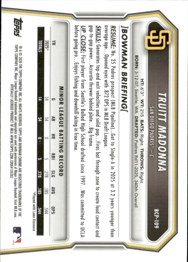 Truitt Madonna card back