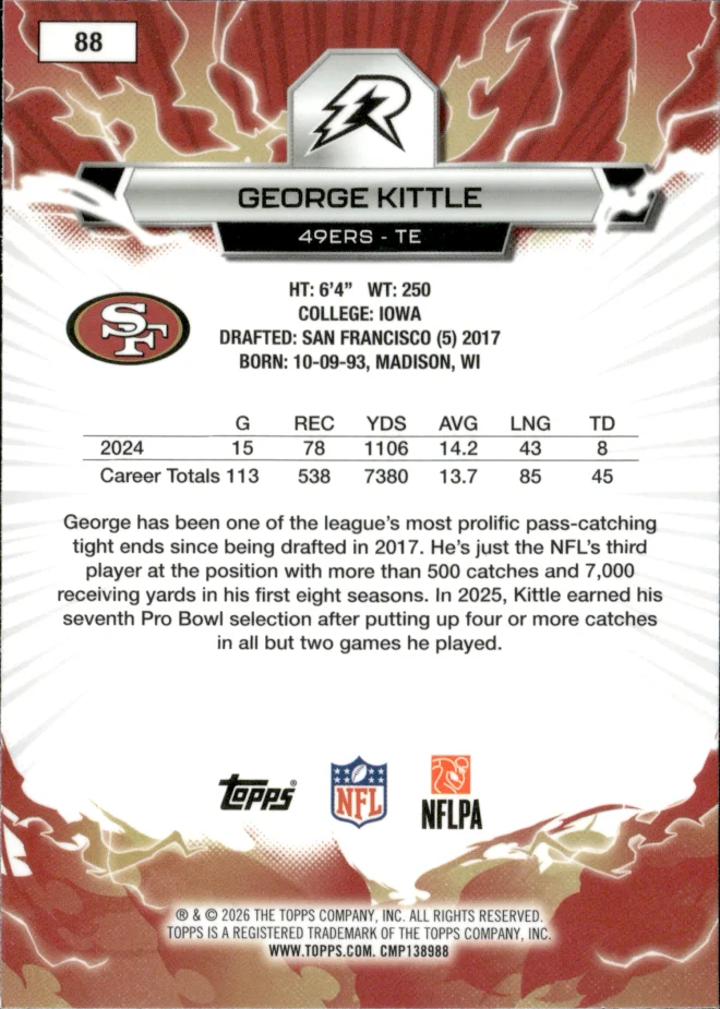 George Kittle card back