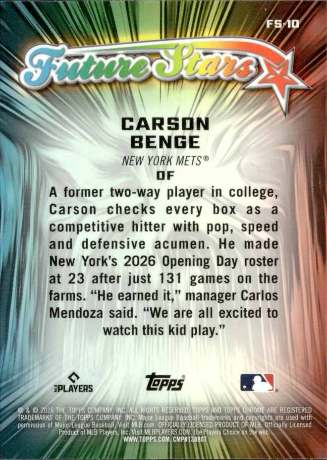 Carson Benge card back