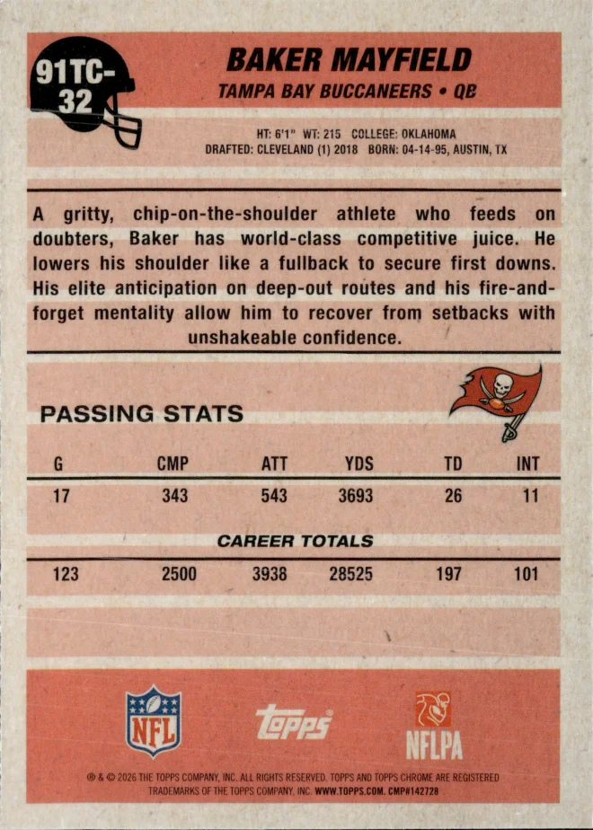 Baker Mayfield card back