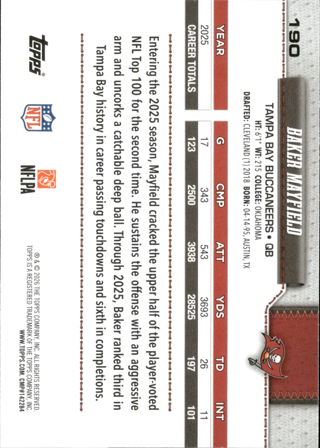 Baker Mayfield card back