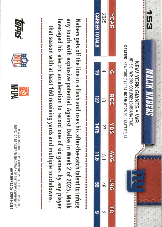 Malik Nabers card back