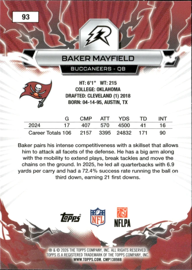 Baker Mayfield card back