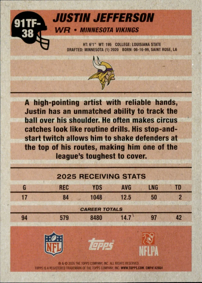 Justin Jefferson card back