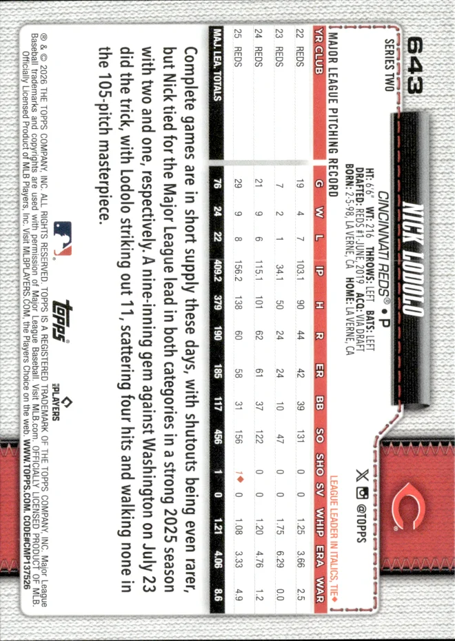 Nick Lodolo card back