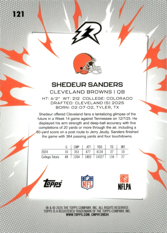 Shedeur Sanders card back