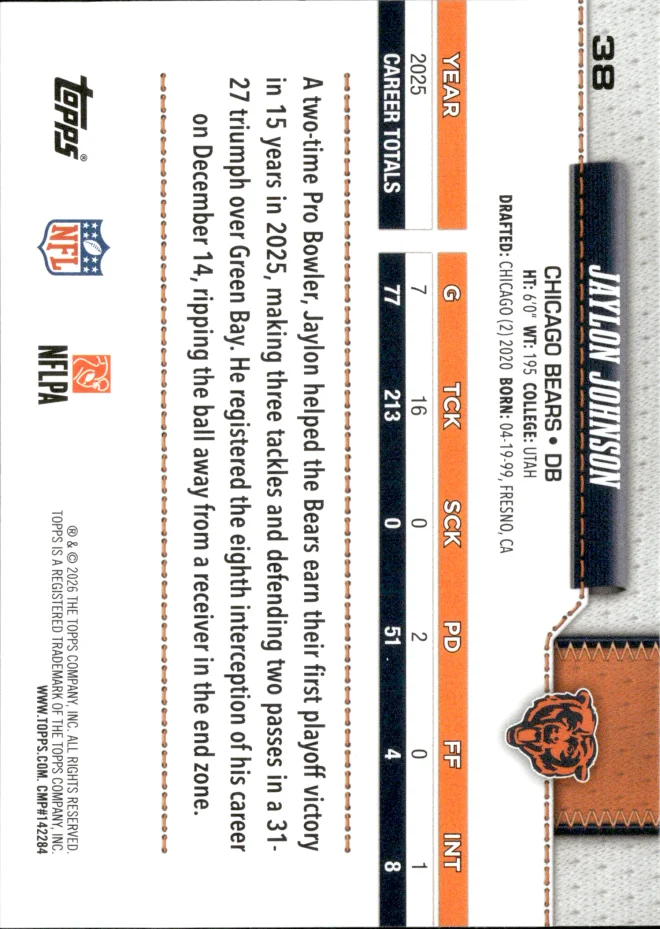Jaylon Johnson card back