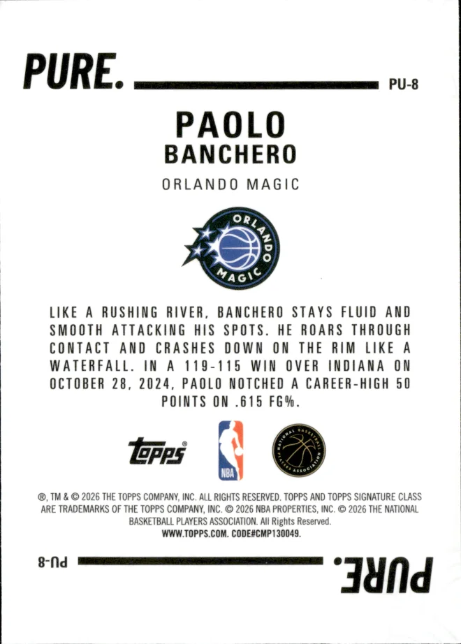 Paolo Banchero card back