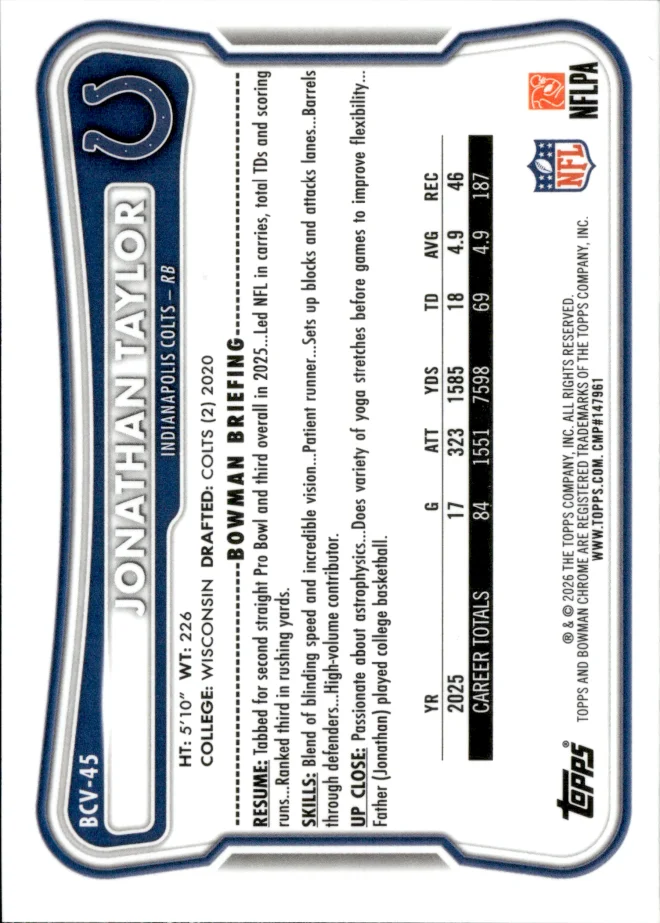 Jonathan Taylor card back