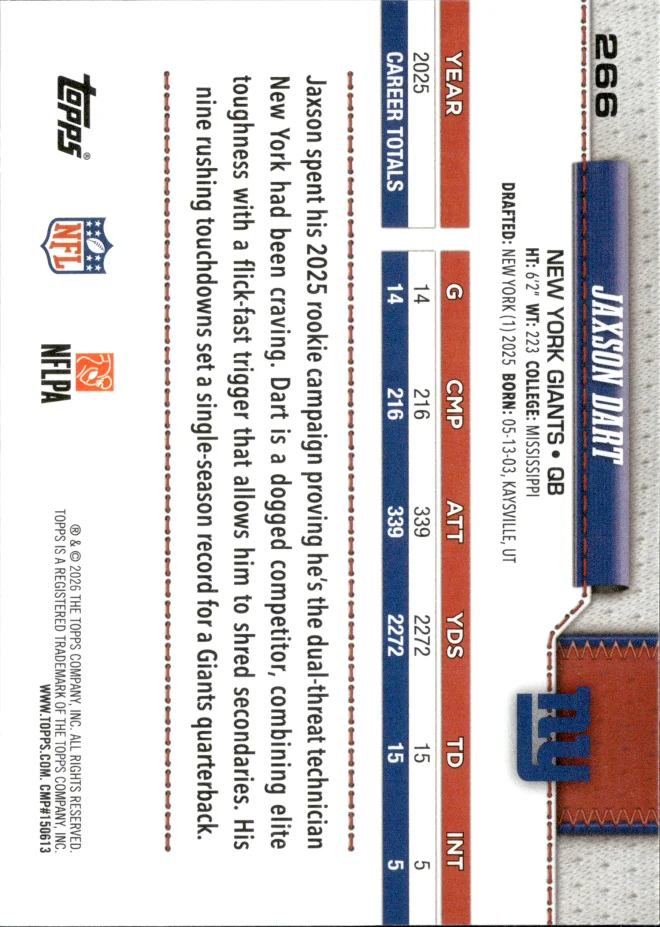 Jaxson Dart card back