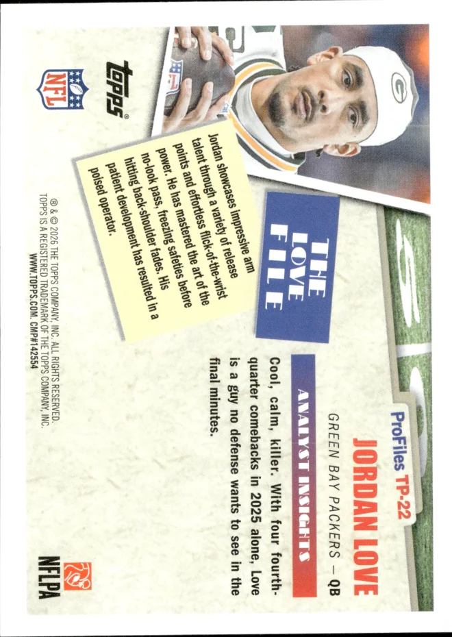 Jordan Love card back