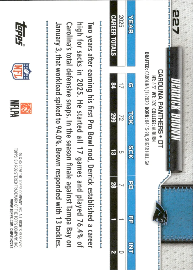 Derrick Brown card back