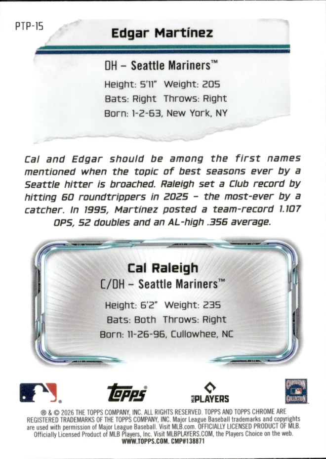Edgar Martínez / Cal Raleigh card back