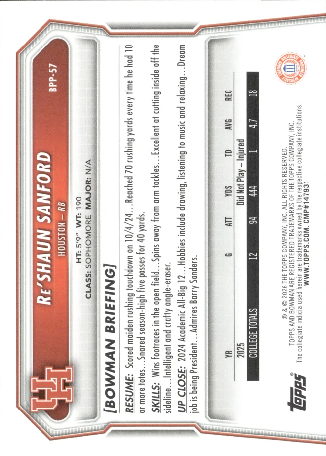 Re'Shaun Sanford card back