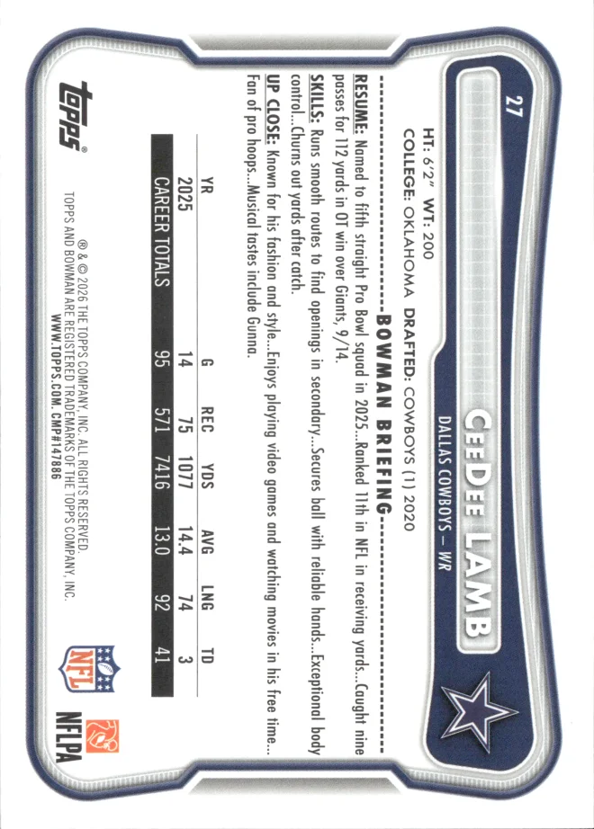 CeeDee Lamb card back