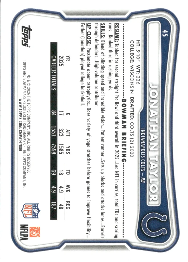 Jonathan Taylor card back