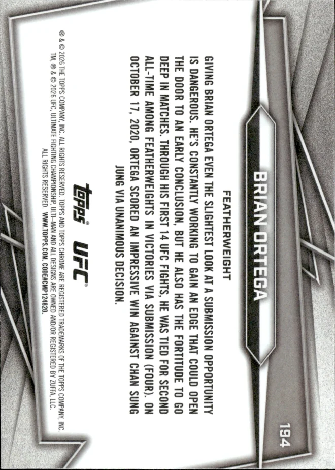 Brian Ortega card back