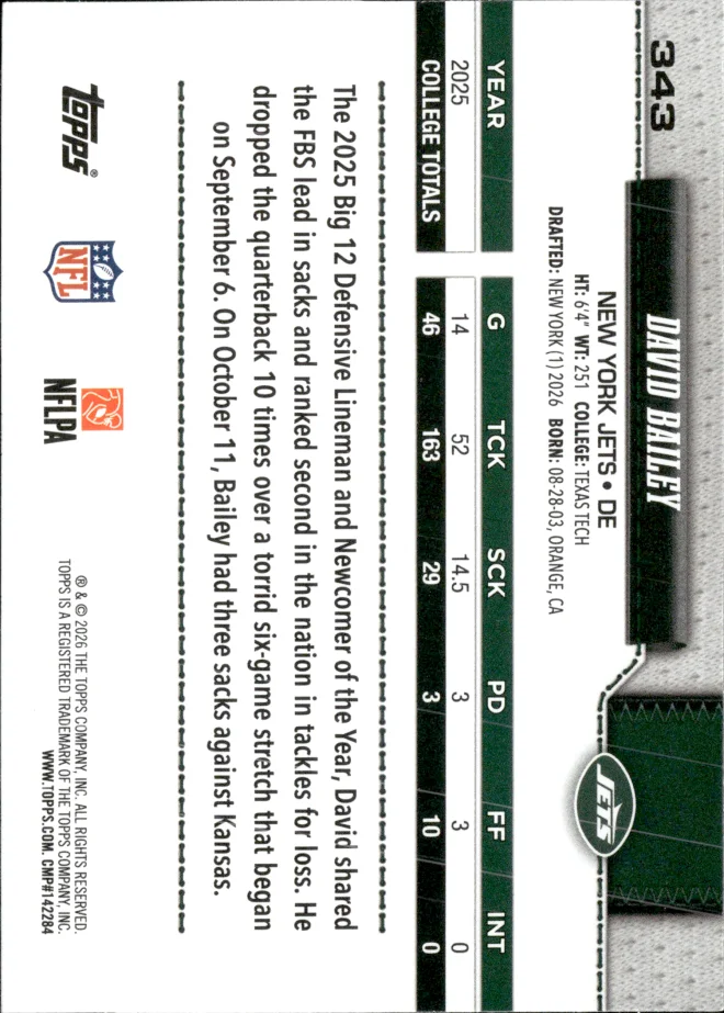 David Bailey card back