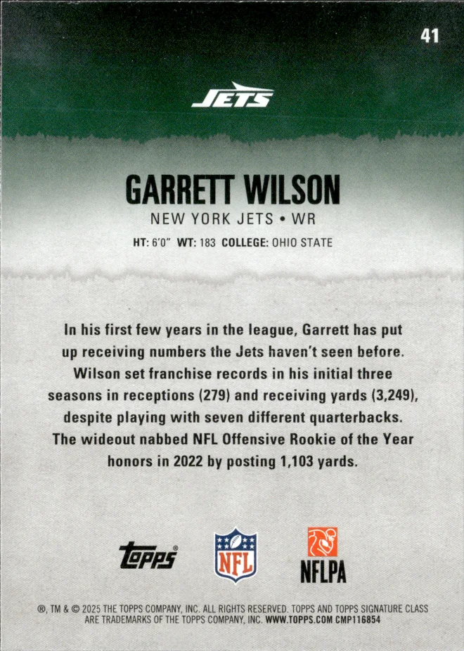 Garrett Wilson card back