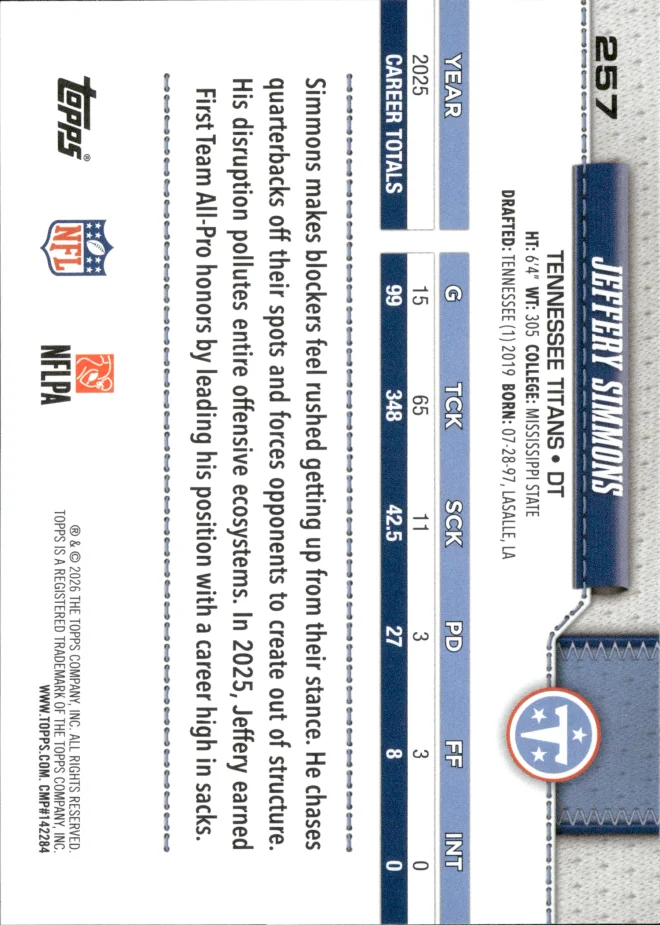 Jeffery Simmons card back