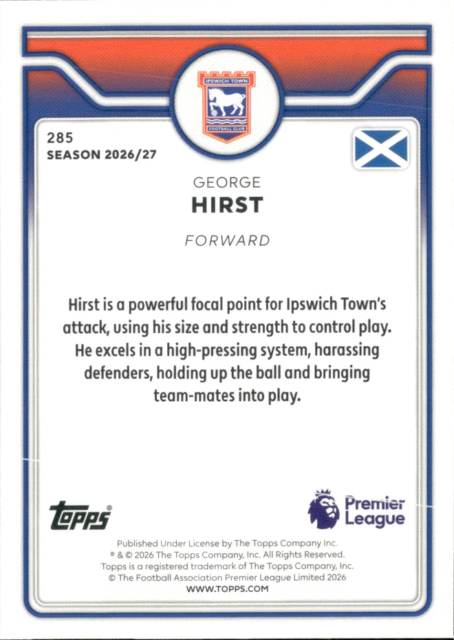 George Hirst card back