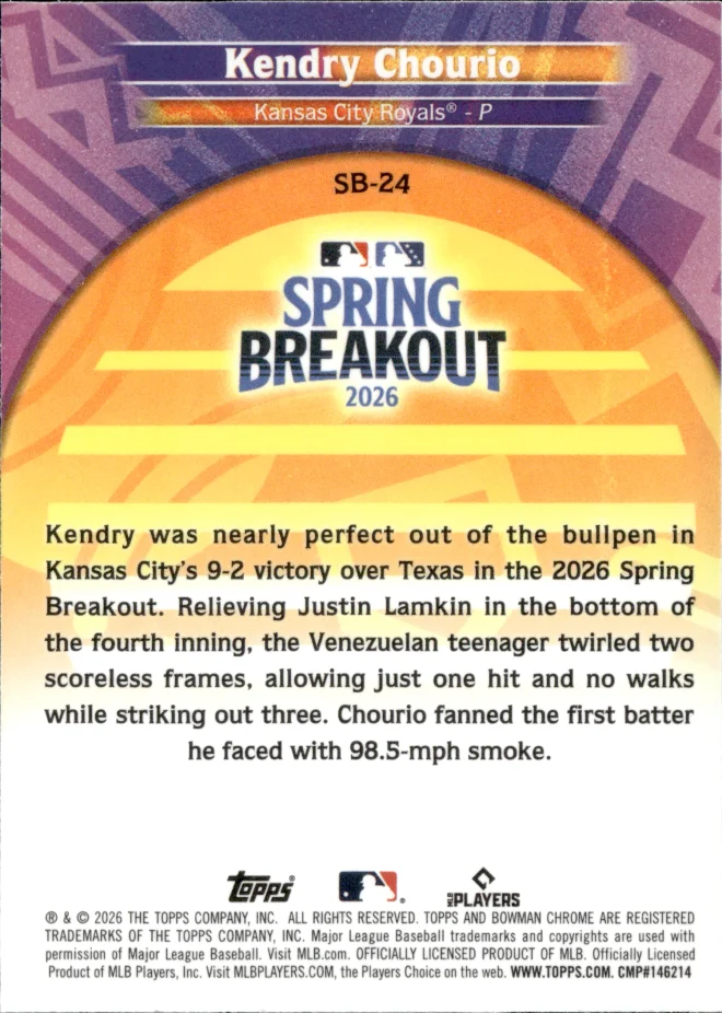 Kendry Chourio card back