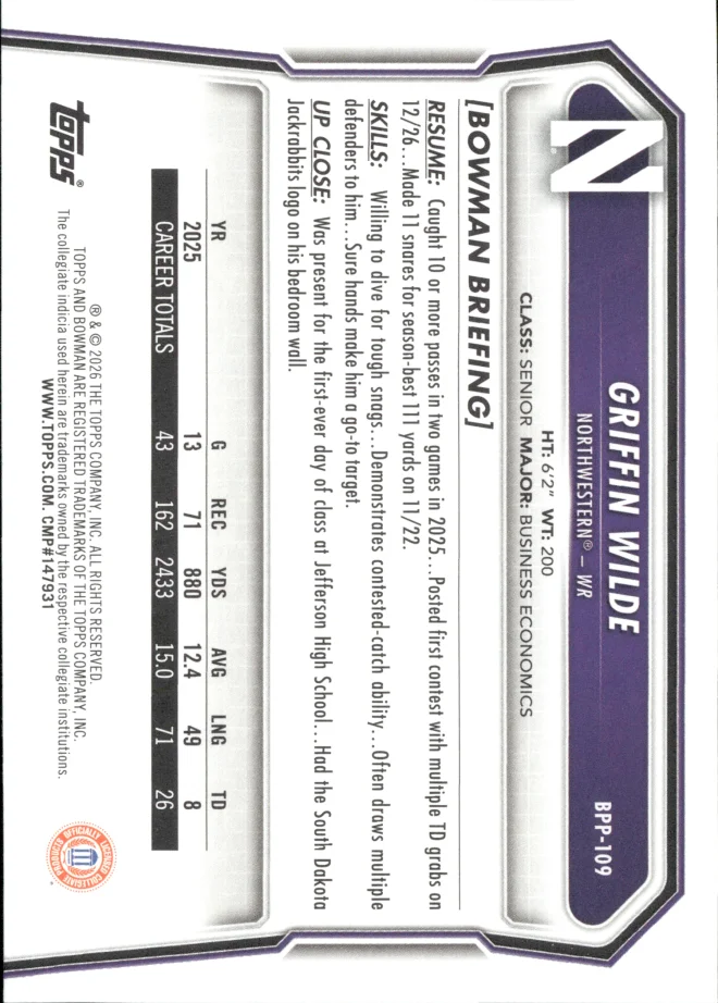 Griffin Wilde card back