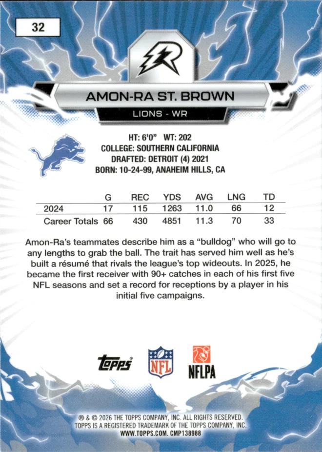 Amon-Ra St. Brown card back
