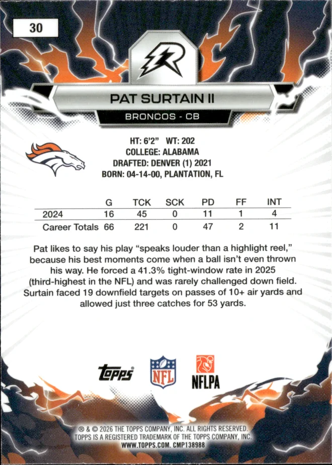Pat Surtain II card back