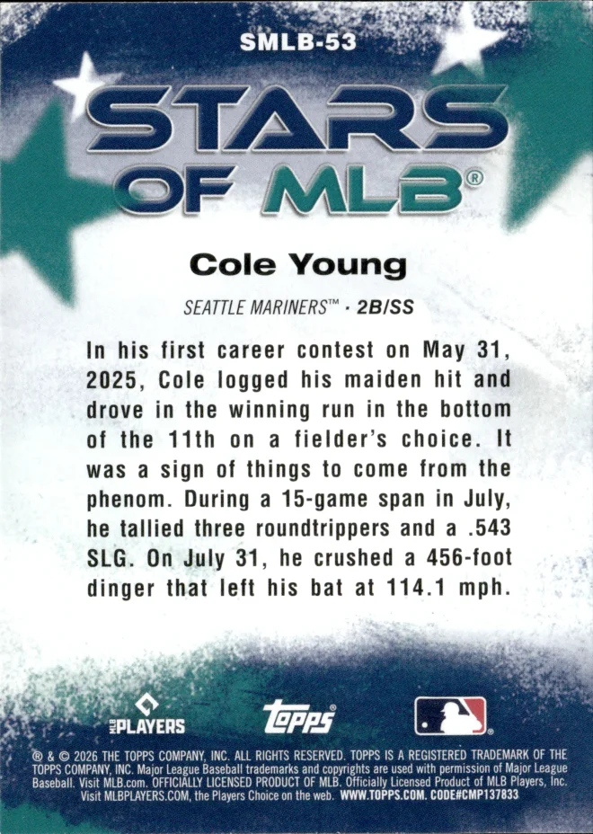 Cole Young card back