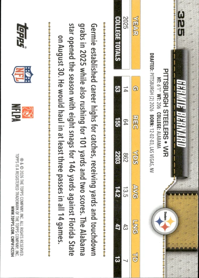 Germie Bernard card back