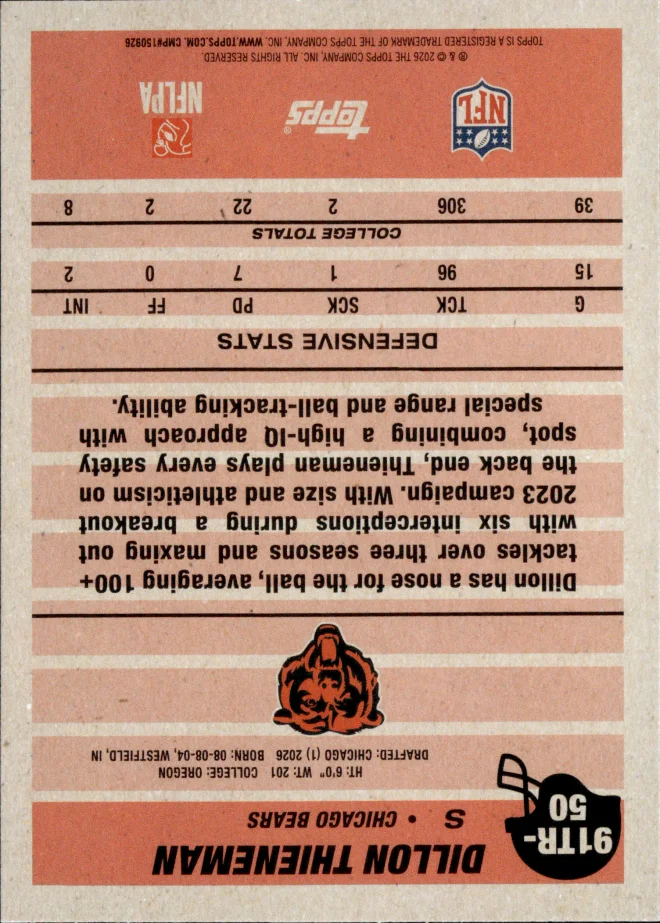 Dillon Thieneman card back