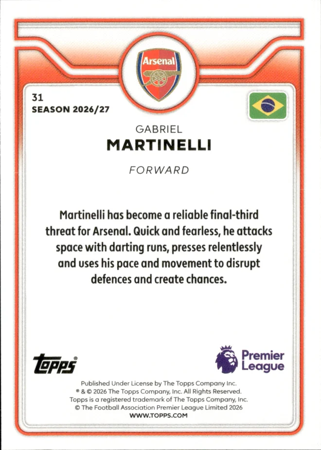 Gabriel Martinelli card back
