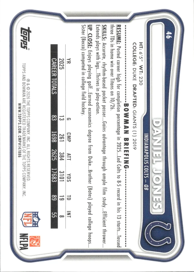 Daniel Jones card back