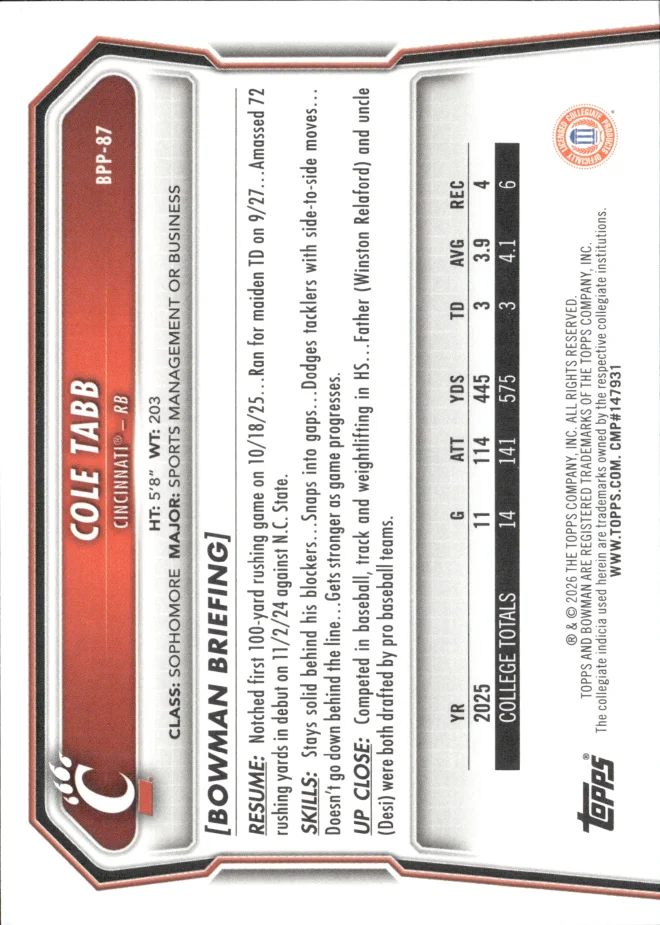 Cole Tabb card back