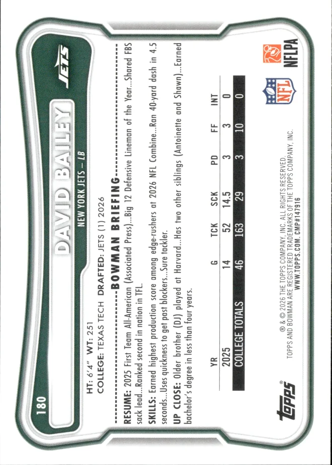 David Bailey card back