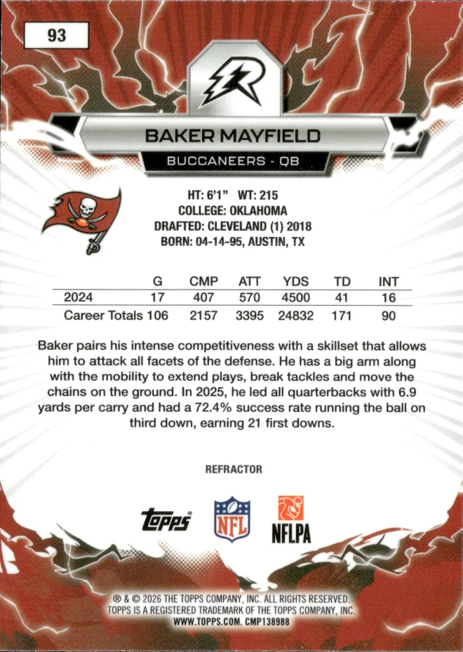 Baker Mayfield card back