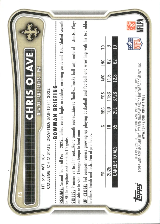 Chris Olave card back