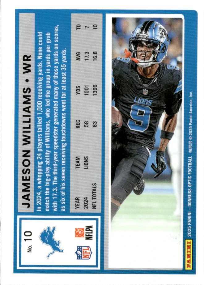 Jameson Williams card back