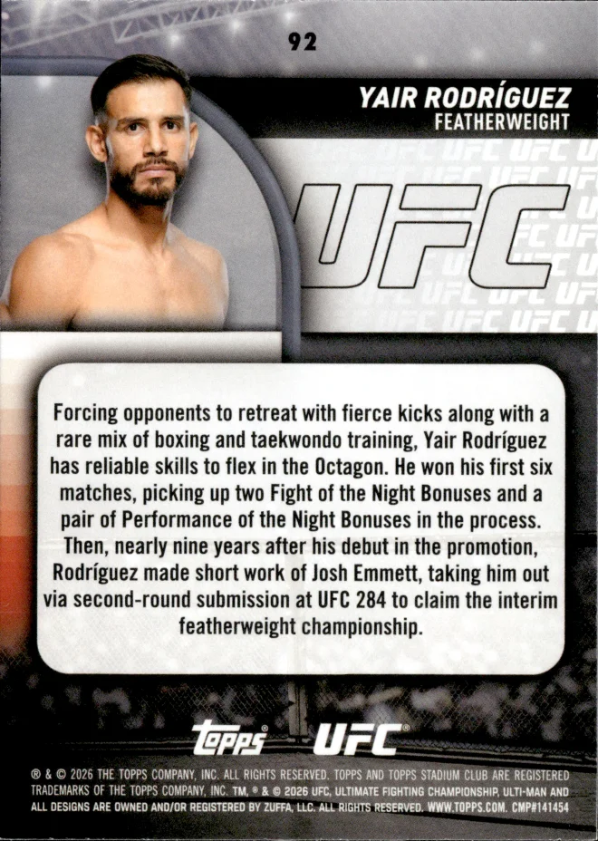 Yair Rodríguez card back